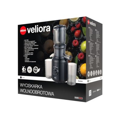 32. ELDOM WYCISKARKA WOLNOOBROTOWA PJ350 250 W CZARNA DWA FILTRY NOWEJ GENERACJI HEAVY PRESS