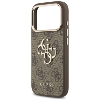 7. Etui Guess 4G Strap 4G Classic Logo Metal Trims na iPhone 18 Pro / 17 Pro-  brązowe