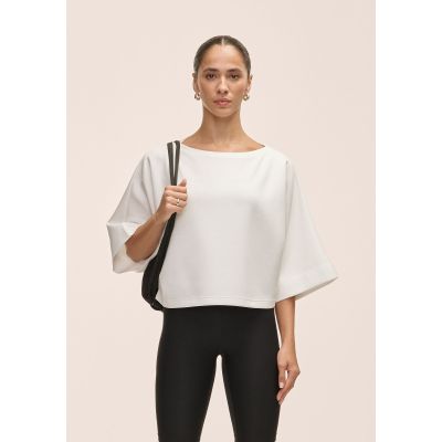 Koszulka damska Casall Aria Cropped Boatneck biały