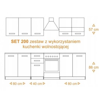 2. KUCHNIA SET 2M BIAŁY MAT, BLAT ARTISAN