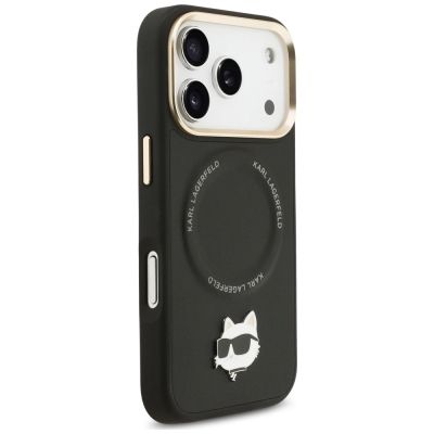 4. Etui Karl Lagerfeld Big Strap Choupette Metal Logo MagSafe na iPhone 17 Pro Max - czarne