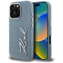 Etui Karl Lagerfeld FW Jeans Signature Logo na iPhone 16 Pro - niebieskie