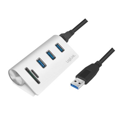 LogiLink CR0045 huby i koncentratory USB 3.2 Gen 1 (3.1 Gen 1) Type-A 5000 Mbit/s Srebrny