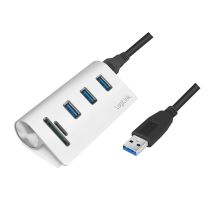 LogiLink CR0045 huby i koncentratory USB 3.2 Gen 1 (3.1 Gen 1) Type-A 5000 Mbit/s Srebrny