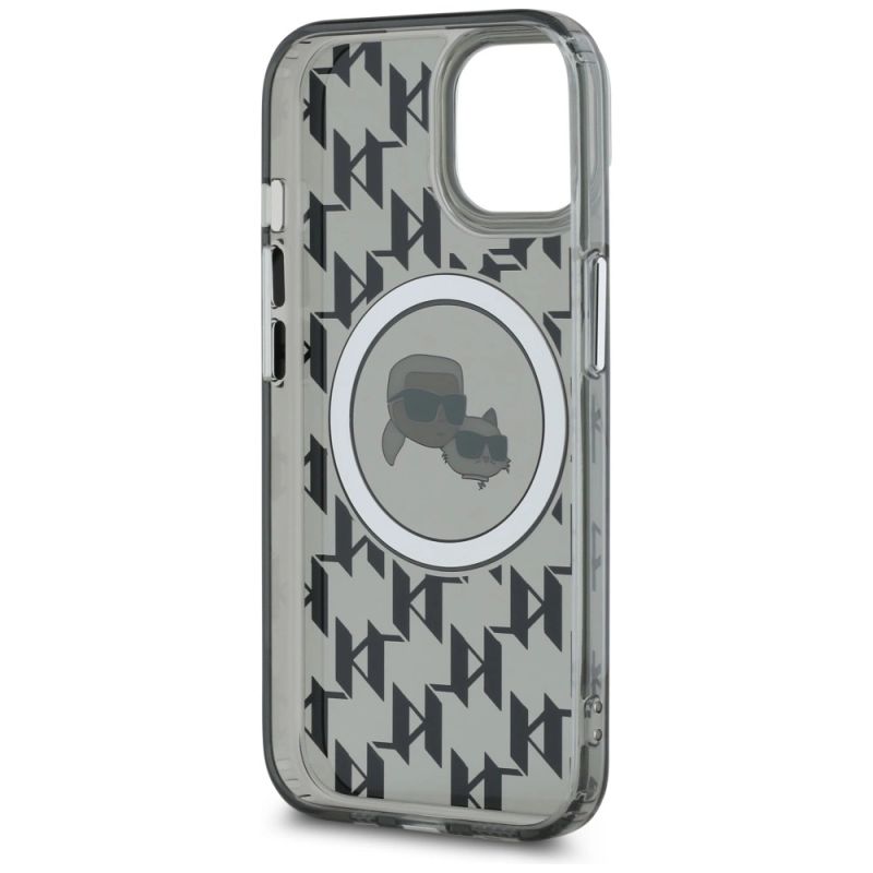 7. Etui Karl Lagerfeld IML Monogram Karl & Choupette Head MagSafe na iPhone 15 Plus - czarne