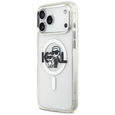 2. Etui Karl Lagerfeld IML Glitter Karl & Choupette Sketch Logo MagSafe do iPhone 17 Pro Max - przezroczyste