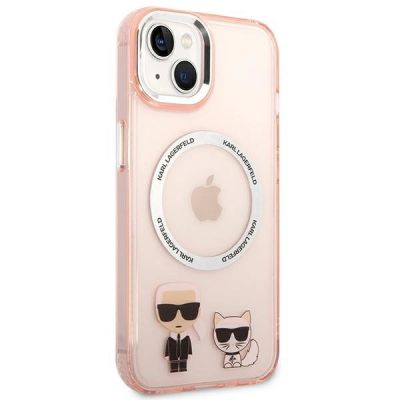 4. Etui Karl Lagerfeld Karl&Choupette Aluminium MagSafe na iPhone 14 Plus - różowe
