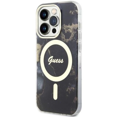 2. Etui Guess Golden Marble MagSafe na iPhone 14 Pro Max - czarne
