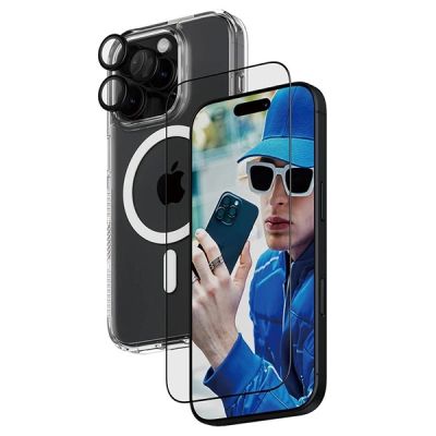 2. Zestaw PanzerGlass Bundle 3in1 etui przezroczyste + folia + szkło na aparat na iPhone 16 Pro