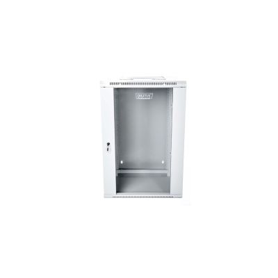 Szafa sieciowa wisząca 19" 15U rack 600x600, drzwi szyba, szary, dzielona, złożona, 60kg