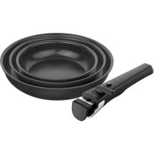 ZWILLING UNLOCK Zestaw 3 patelni ceramicznych + uchwyt - czarny