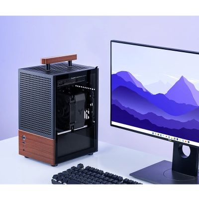 24. Obudowa Jonsbo T6, Mini-Tower, Mini-ITX, Tempered Glass, Holz - czarna