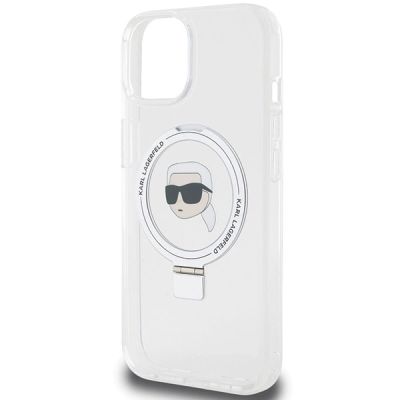 6. Etui Karl Lagerfeld Ring Stand Karl Head MagSafe do iPhone 15 - białe
