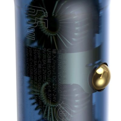 5. Baseus ładowarka samochodowa USB / USB Typ C 65 W 5 A SCP Quick Charge 4.0+ Power Delivery 3.0 ekran LCD szary (CCKX-C0G)