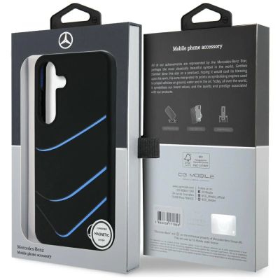 8. Etui Mercedes Silicone Contrasted Curves MagSafe na Samsung Galaxy S25 - czarne