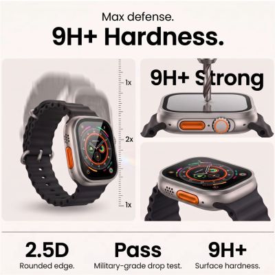 8. Szkło hartowane Tech-Protect 2-pack na Apple Watch Ultra 49 mm - srebrno-czarne