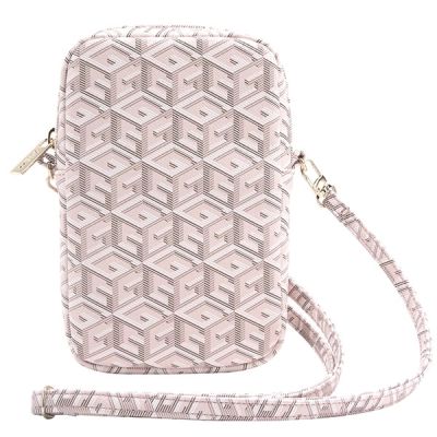 4. Torebka Guess Zip GCube Bottom Stripe na telefon - różowa