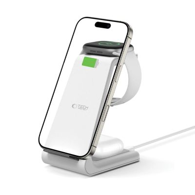 2. Stacja ładująca Tech-Protect QI15W-A36 3w1 dla Apple - biała