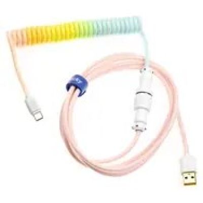 Kabel zwinięty Ducky Premicord Cotton Candy, USB Type-C do Type-A - 1,8m