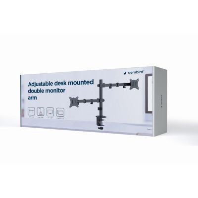 6. GEMBIRD BIURKOWE REGULOWANE RAMIĘ/UCHWYT NA 2 MONITORY 17-32, VESA 100X100MM, DO 9 KG