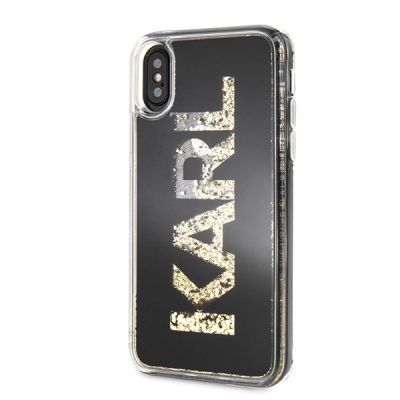 2. Etui Karl Lagerfeld Karl logo Glitter na iPhone X / Xs - czarne