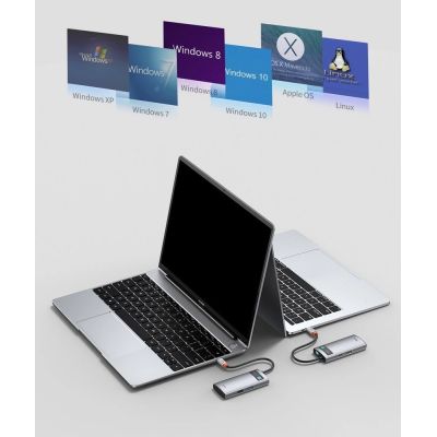 17. Baseus Metal Gleam 4w1 wielofunkcyjny HUB USB Typ C - USB Typ C Power Delivery 100 W / HDMI 4K 30 Hz / USB 3.2 Gen 1 / USB 2.0 (CAHUB-CY0G)