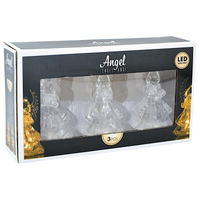 6. ANIOŁ DEKORACYJNY AKRYL 9CM LED 3SZT