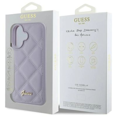 8. Etui Guess Quilted Metal Logo na iPhone 16 - jasnofioletowe