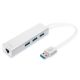 3. HUB 3-portowy USB 3.0 SuperSpeed z LANGigabit LAN adapter, aluminium