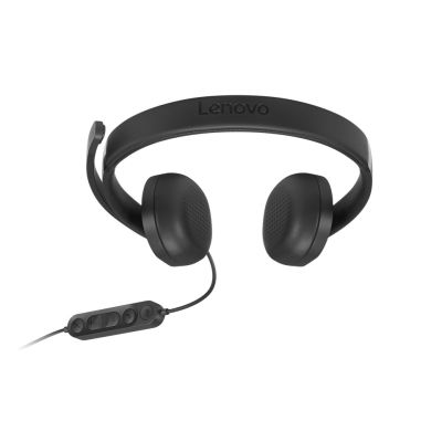4. Przewodowy zestaw słuchawkowy VoIP Lenovo 5000 z mikrofonem, USB A/C, Czarny