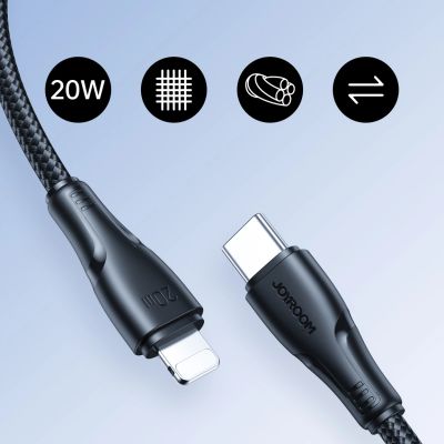7. Kabel Joyroom Surpass Series A11 Lightning / USB-C 20W 0.25 m - czarny
