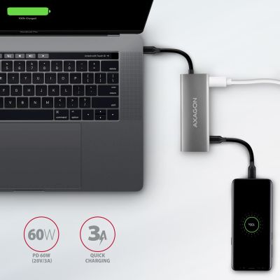 5. AXAGON HMC-5G21 USB-HUB 2x USB-A + 2x USB-C + HDMI 4K/30Hz, USB-C 3,1 - 13cm