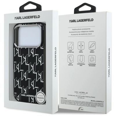 8. Etui Karl Lagerfeld IML KL Monogram MagSafe na iPhone 17 Pro - czarne