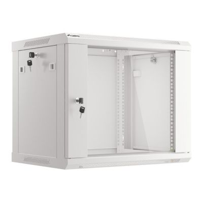 4. Szafa jednosekcyjna Lanberg WF01-6409-10S (9U; 500mm / 600mm / 450 mm; wisząca; Szklane; 19''; kolor szary)