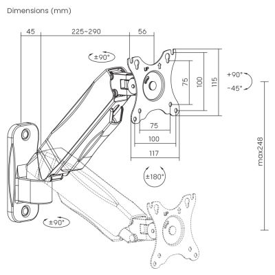 5. MACLEAN UCHWYT NAŚCIENNY MONITORA 17-32'', 9KG MAX, SPRĘŻYNA MECHANICZNA MC-979