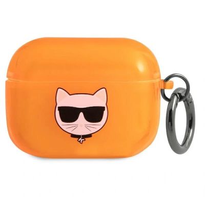 Etui Karl Lagerfeld Choupette Head na AirPods Pro cover - pomarańczowe