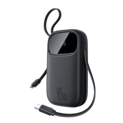 Powerbank Baseus EnerFill FC31 20000mAh 45W z wyświetlaczem cyfrowym z 2 wbudowanymi kablami USB-C - czarny