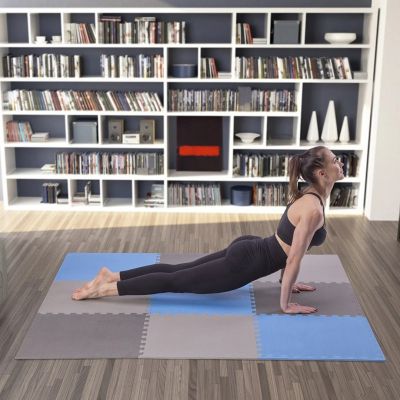 5. Mata puzzle Multipack One Fitness MP10 niebiesko-szare 9 elementów 10 mm