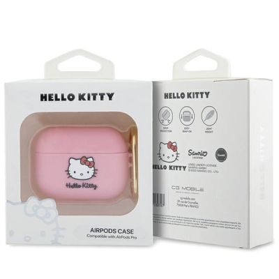 3. Etui Hello Kitty Silicone 3D Kitty Head na AirPods Pro - różowe