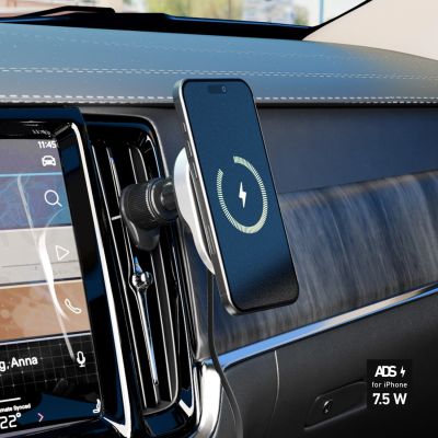 3. Uchwyt na smartfona z ładowarką bezprzewodową SBS TESUPP15WRETRACABL ze zwijanym kablem kompatybilny z MagSafe - czarny