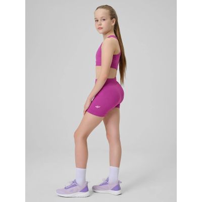 4. Legginsy krótkie sportowe bezszwowe dziewczęce 4F 4FJRSS26TFSTF140-53S
