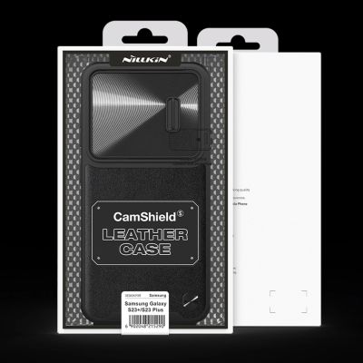 5. Nillkin CamShield Leather S Case etui Samsung Galaxy S23+ pokrowiec z osłoną na aparat czarne