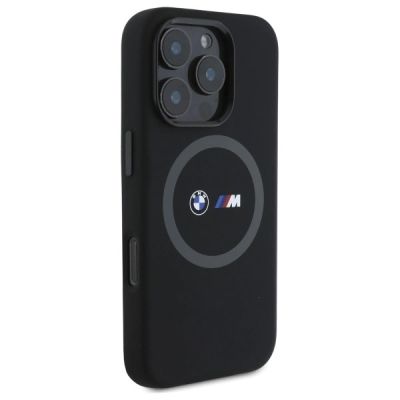 4. Etui BMW M Silicone Printed Ring MagSafe na iPhone 16 Pro Max - czarne