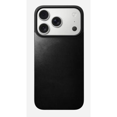 4. NOMAD Magnetic Leather Back - nakładka magnetyczna na iPhone 18 Pro / 17 Pro kompatybilna z MagSafe, skóra Horween (black)