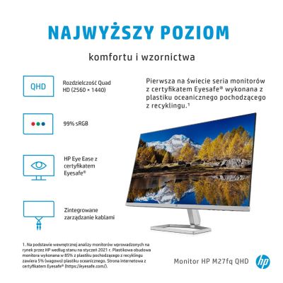 10. HP M27fq QHD Monitor monitor komputerowy 68,6 cm (27") 2560 x 1440 px Quad HD LCD Srebrny