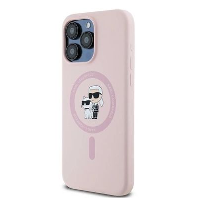 2. Etui Karl Lagerfeld Silicone Karl&Choupette MagSafe na iPhone 15 Pro - różowe