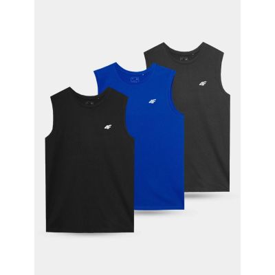 8. Koszulka bez rękawów tank top męski (ZESTAW KOSZULEK 3 SZT.) 4F 4FWSS26TSLEM362-90S