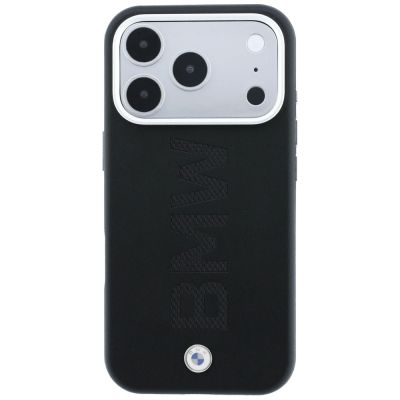 3. Etui BMW Sign Deboss Quilted Metal Logo MagSafe na iPhone 18 Pro Max - ciemnoszare