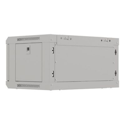 13. LANBERG SZAFA INSTALACYJNA RACK WISZĄCA 19" 4U 540X350 SZARA DRZWI PRZESZKLONE (FLAT PACK)