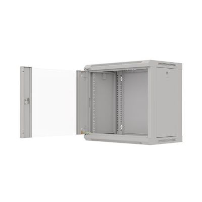 5. Szafa instalacyjna rack wisząca 19" 9U 540x350 szara drzwi przeszklone LANBERG (FLAT PACK)